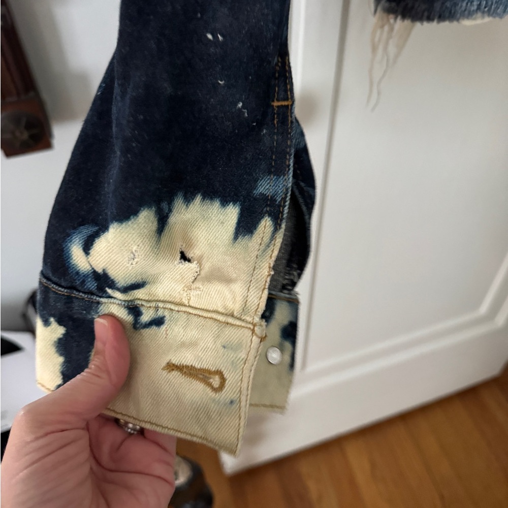 Distressed Tie-Dye Denim Jacket Artisan Made Unique - Picture 9 of 16